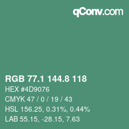 カラーコード: RGB 77.1 144.8 118 | qconv.com