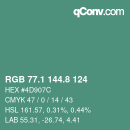 カラーコード: RGB 77.1 144.8 124 | qconv.com
