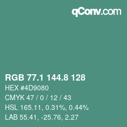 カラーコード: RGB 77.1 144.8 128 | qconv.com