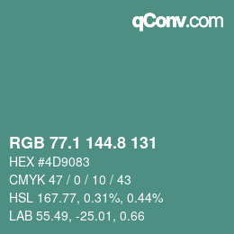 Color code: RGB 77.1 144.8 131 | qconv.com