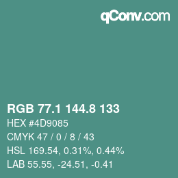 カラーコード: RGB 77.1 144.8 133 | qconv.com