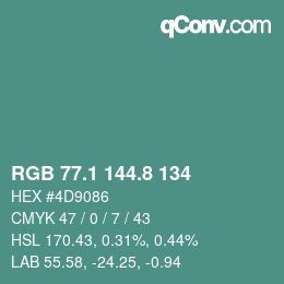 Color code: RGB 77.1 144.8 134 | qconv.com