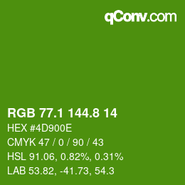 カラーコード: RGB 77.1 144.8 14 | qconv.com