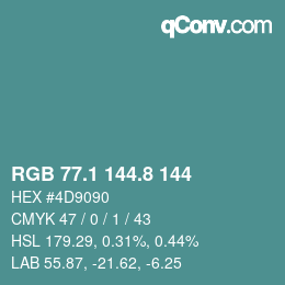 Color code: RGB 77.1 144.8 144 | qconv.com