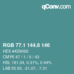 Color code: RGB 77.1 144.8 146 | qconv.com