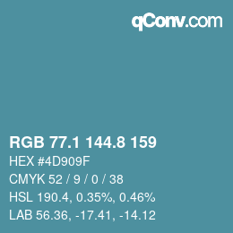 Color code: RGB 77.1 144.8 159 | qconv.com