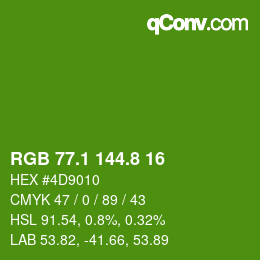 カラーコード: RGB 77.1 144.8 16 | qconv.com