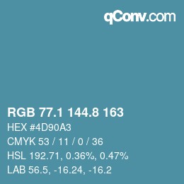 Color code: RGB 77.1 144.8 163 | qconv.com