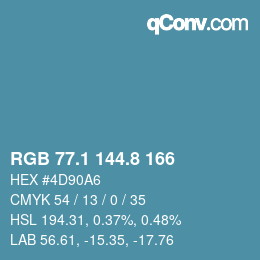 カラーコード: RGB 77.1 144.8 166 | qconv.com