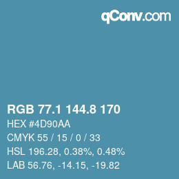 Color code: RGB 77.1 144.8 170 | qconv.com