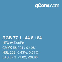 Color code: RGB 77.1 144.8 184 | qconv.com