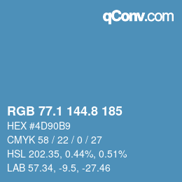 カラーコード: RGB 77.1 144.8 185 | qconv.com