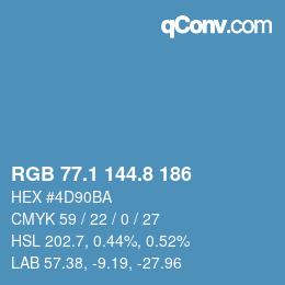 カラーコード: RGB 77.1 144.8 186 | qconv.com