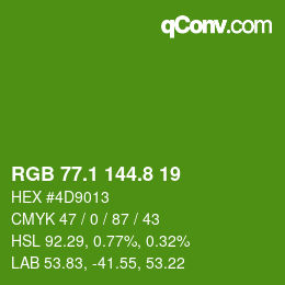 カラーコード: RGB 77.1 144.8 19 | qconv.com