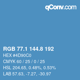 カラーコード: RGB 77.1 144.8 192 | qconv.com