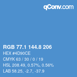 Color code: RGB 77.1 144.8 206 | qconv.com