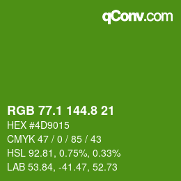 カラーコード: RGB 77.1 144.8 21 | qconv.com