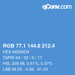 カラーコード: RGB 77.1 144.8 212.4 | qconv.com