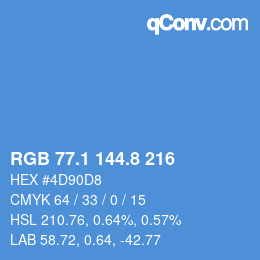 カラーコード: RGB 77.1 144.8 216 | qconv.com