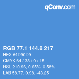 Color code: RGB 77.1 144.8 217 | qconv.com