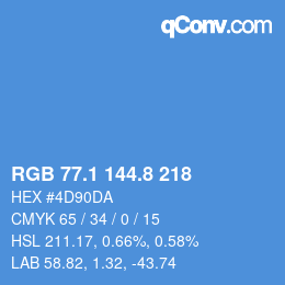 カラーコード: RGB 77.1 144.8 218 | qconv.com