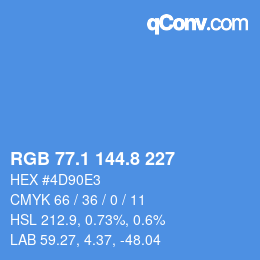 Color code: RGB 77.1 144.8 227 | qconv.com