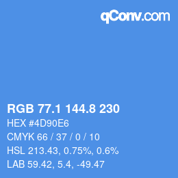 カラーコード: RGB 77.1 144.8 230 | qconv.com