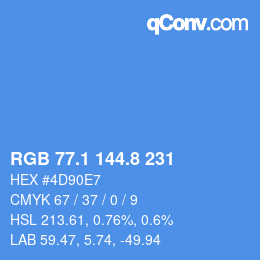 Farbcode: RGB 77.1 144.8 231 | qconv.com