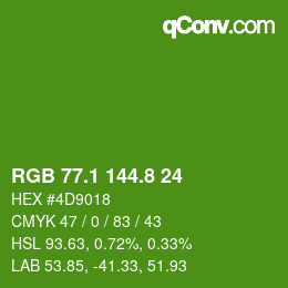 カラーコード: RGB 77.1 144.8 24 | qconv.com