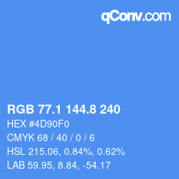 Color code: RGB 77.1 144.8 240 | qconv.com