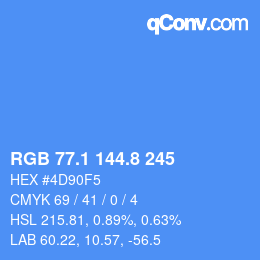 Color code: RGB 77.1 144.8 245 | qconv.com