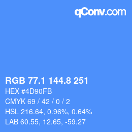 Color code: RGB 77.1 144.8 251 | qconv.com