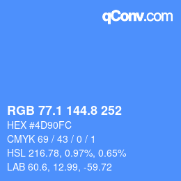 カラーコード: RGB 77.1 144.8 252 | qconv.com