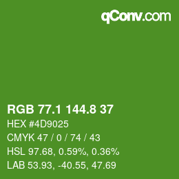 カラーコード: RGB 77.1 144.8 37 | qconv.com