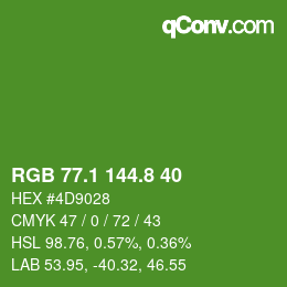 カラーコード: RGB 77.1 144.8 40 | qconv.com