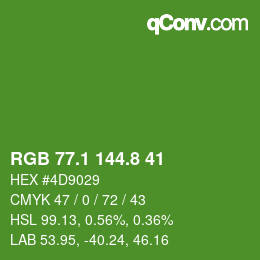 カラーコード: RGB 77.1 144.8 41 | qconv.com