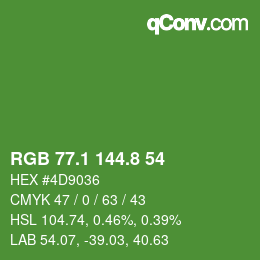 カラーコード: RGB 77.1 144.8 54 | qconv.com