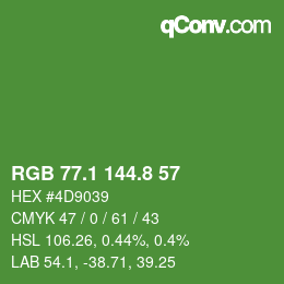 カラーコード: RGB 77.1 144.8 57 | qconv.com