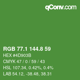 カラーコード: RGB 77.1 144.8 59 | qconv.com