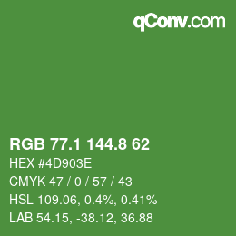 カラーコード: RGB 77.1 144.8 62 | qconv.com