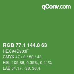 カラーコード: RGB 77.1 144.8 63 | qconv.com