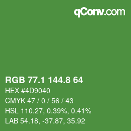 カラーコード: RGB 77.1 144.8 64 | qconv.com