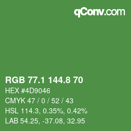 カラーコード: RGB 77.1 144.8 70 | qconv.com
