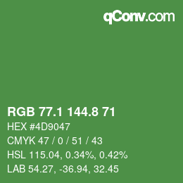カラーコード: RGB 77.1 144.8 71 | qconv.com