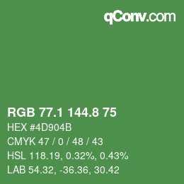 カラーコード: RGB 77.1 144.8 75 | qconv.com