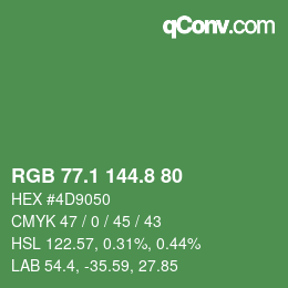 カラーコード: RGB 77.1 144.8 80 | qconv.com