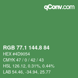 カラーコード: RGB 77.1 144.8 84 | qconv.com