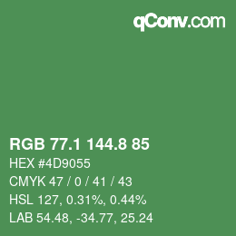カラーコード: RGB 77.1 144.8 85 | qconv.com