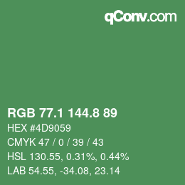 カラーコード: RGB 77.1 144.8 89 | qconv.com