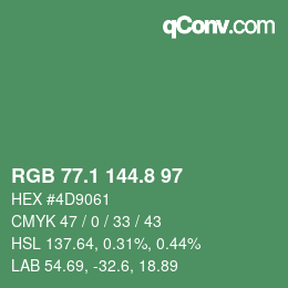 カラーコード: RGB 77.1 144.8 97 | qconv.com